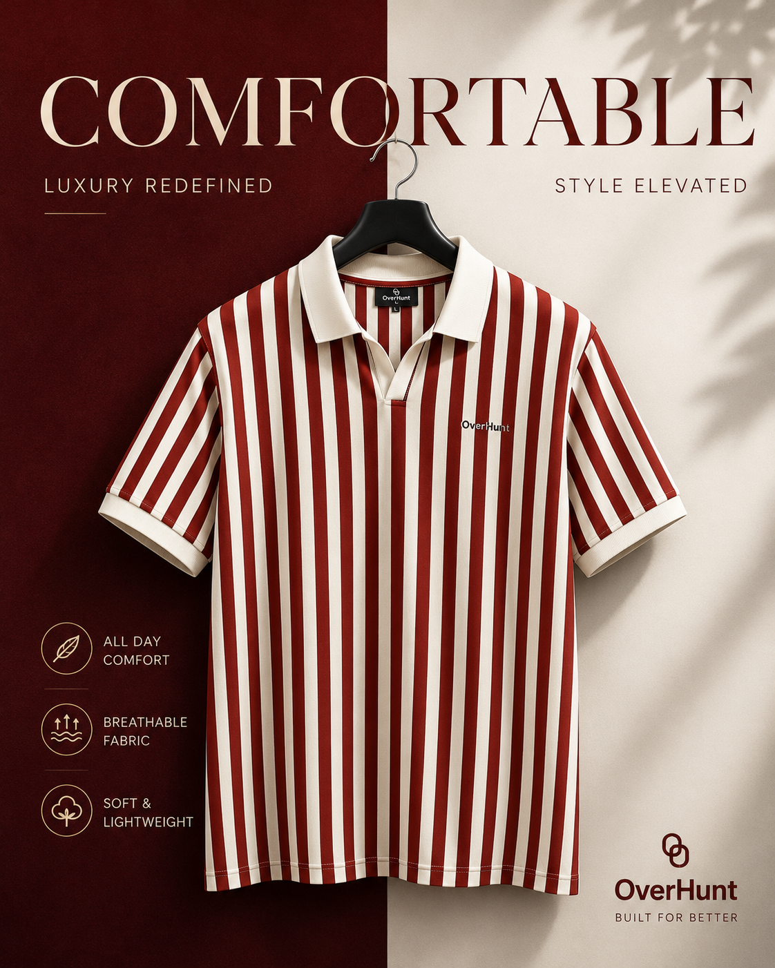 Executive Stripe Polo - Cream & Red