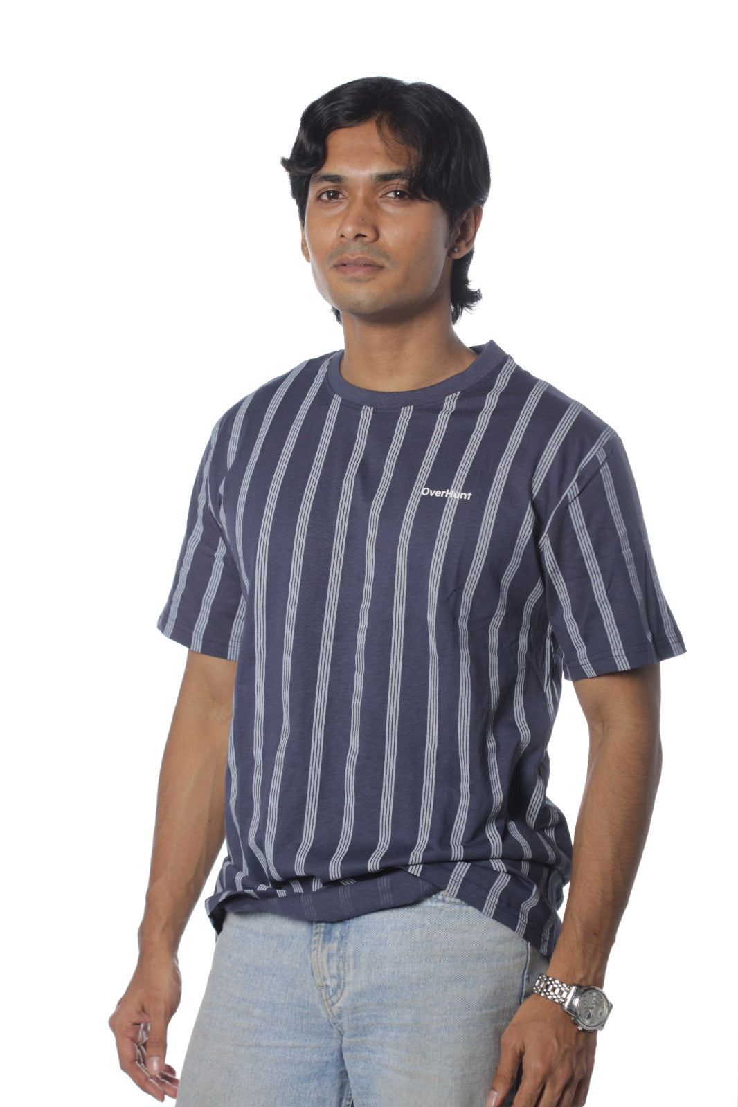 Navy Stripe - Half Sleeve Tee