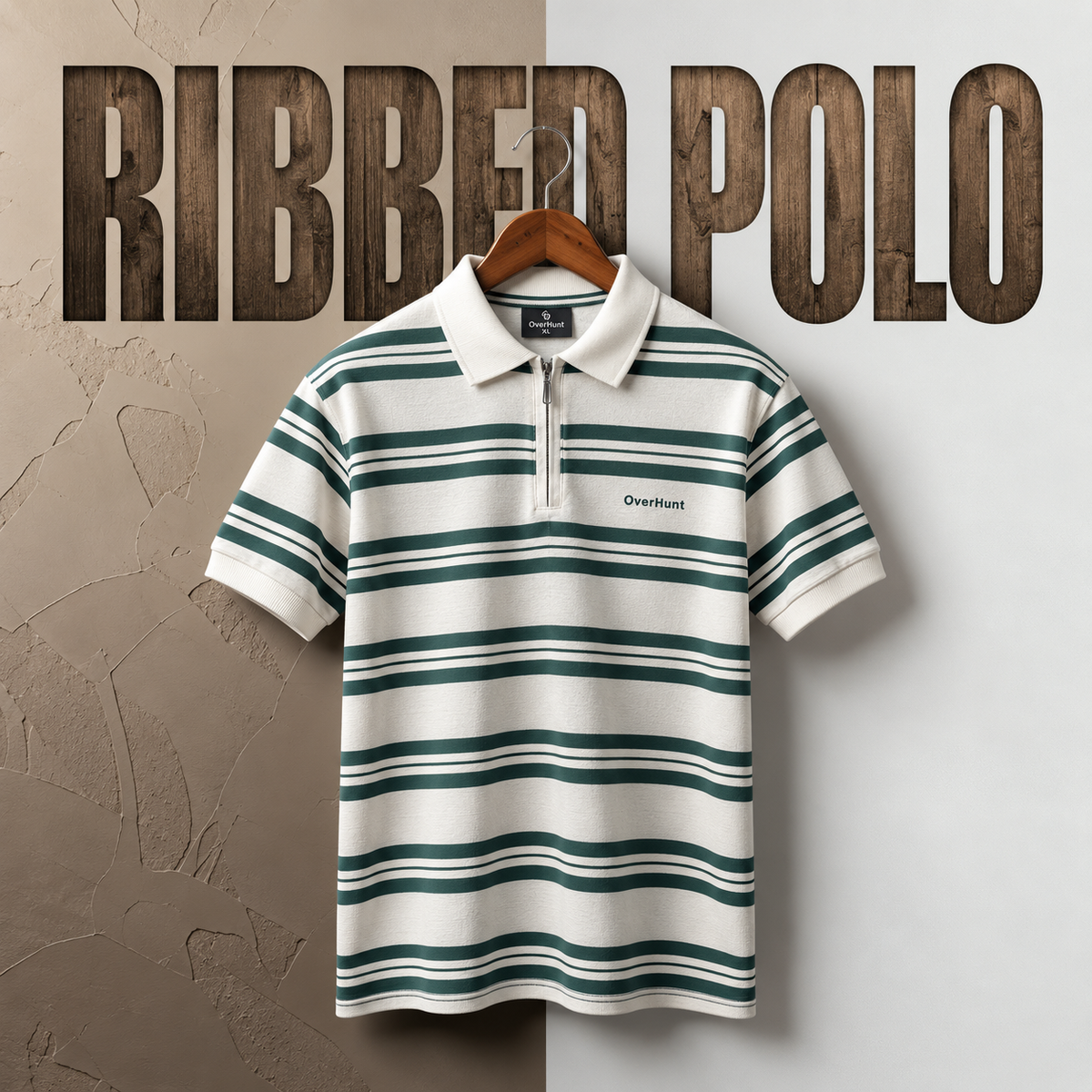 Zipper Polo - Ribbed Green