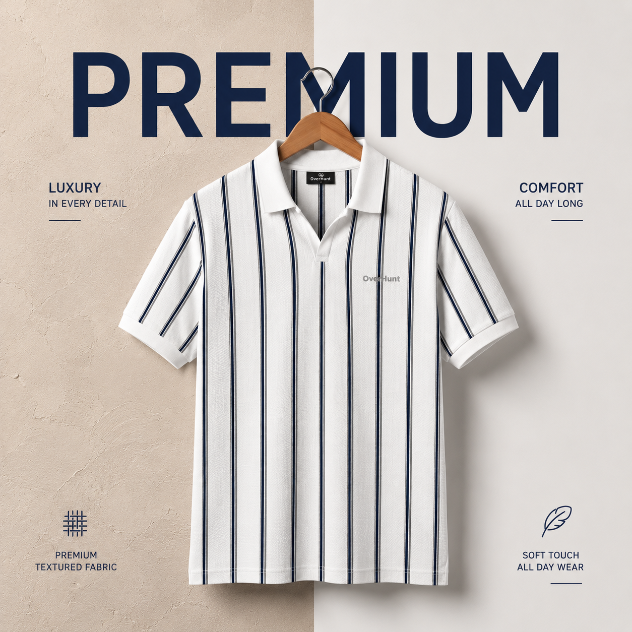 Textured Stripe Polo - White