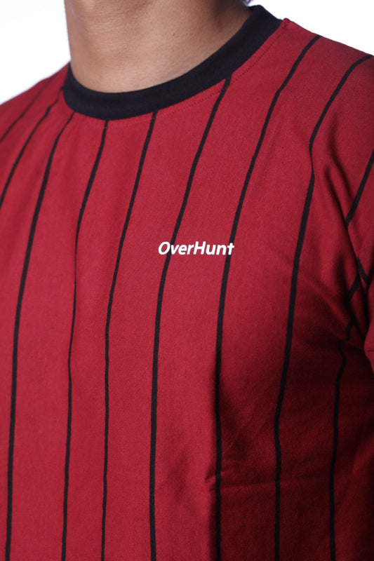 Maroon Stripe - Half Sleeve Tee