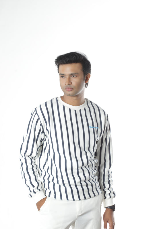 White & Navy Stripe – Unisex Sweatshirt