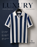 Executive Stripe Polo - Royal Blue & White