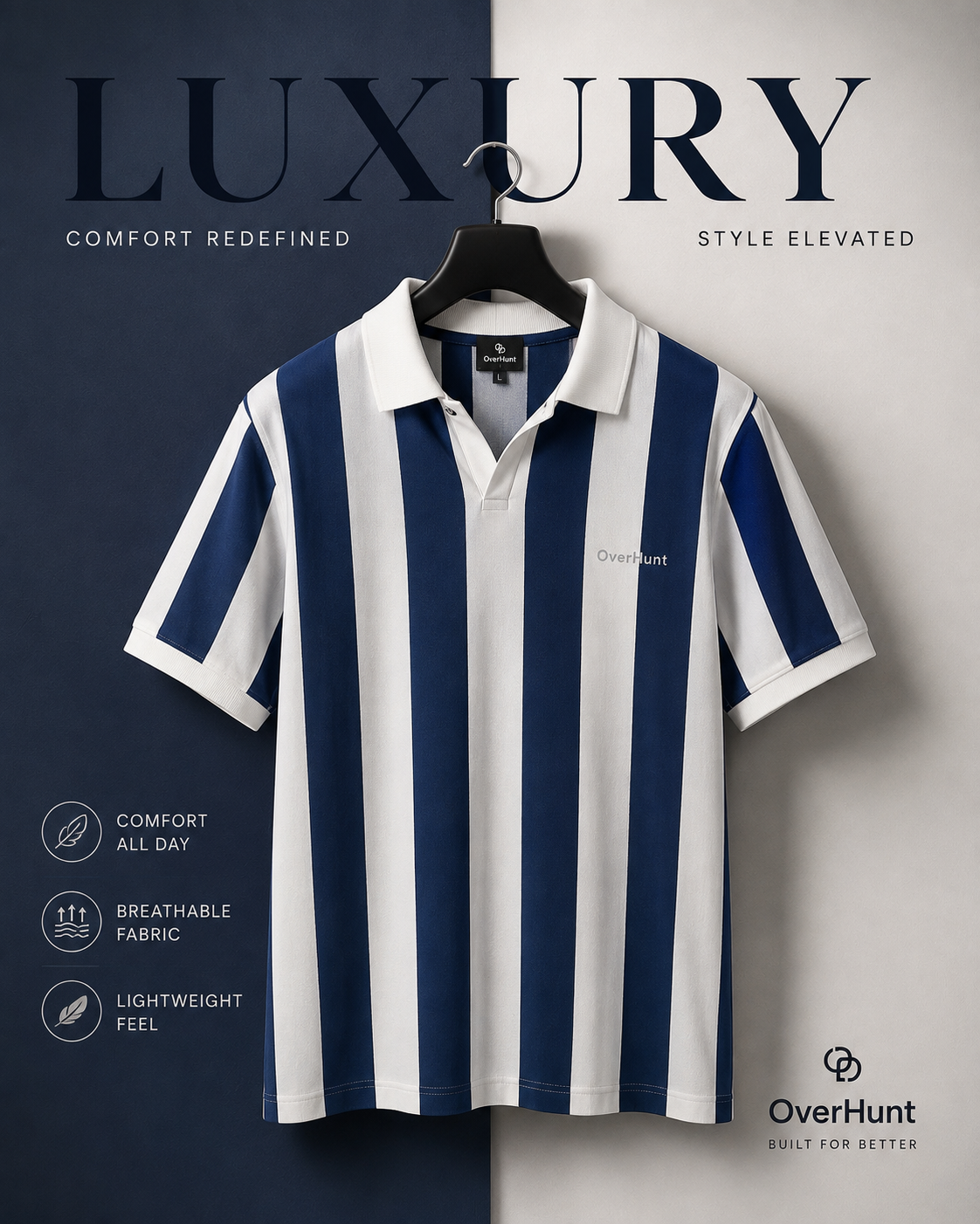 Executive Stripe Polo - Royal Blue & White