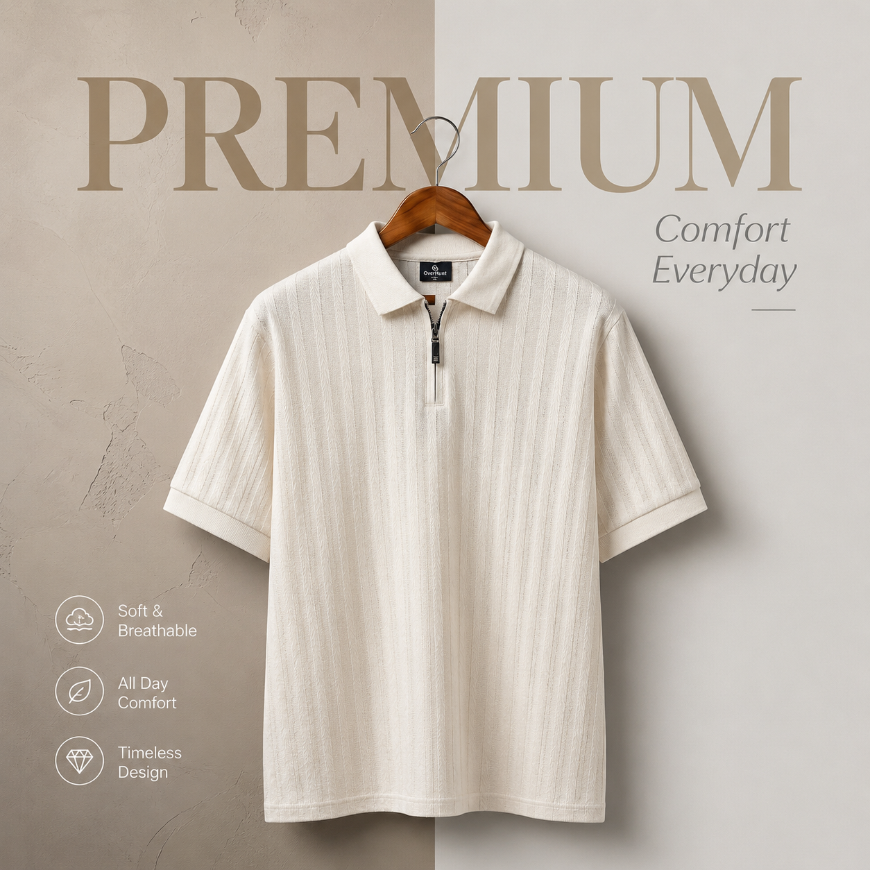 Zipper Polo - Beige