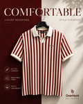 Executive Stripe Polo - Cream & Red