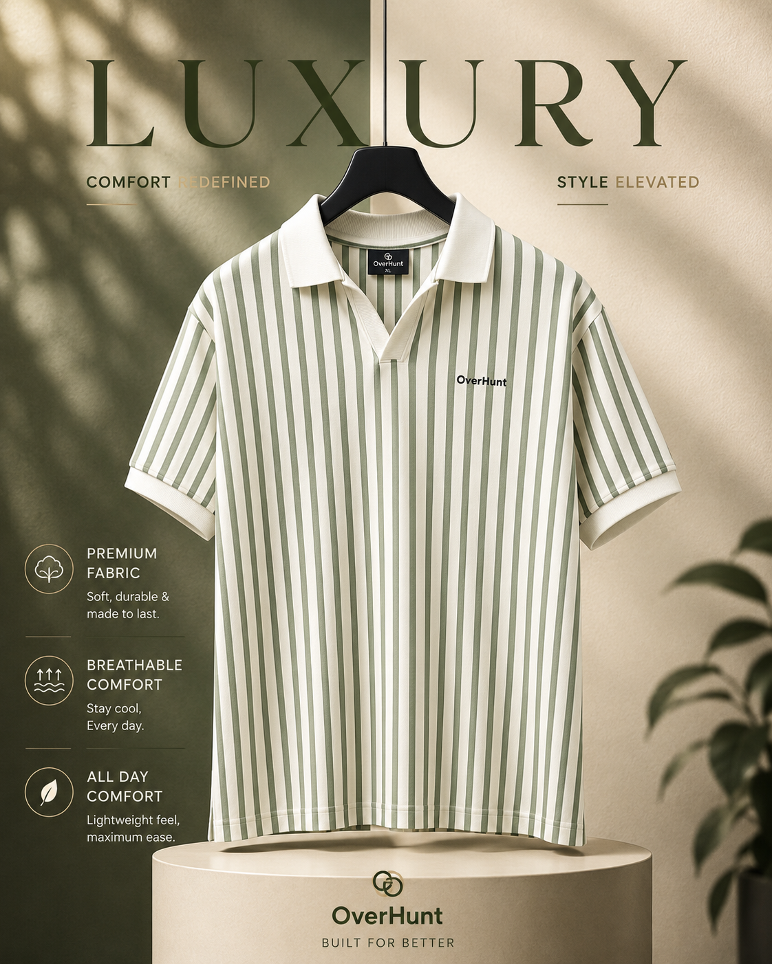 Lime Stripe V-neck Polo