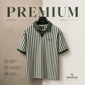 Green Stripe V-neck Polo