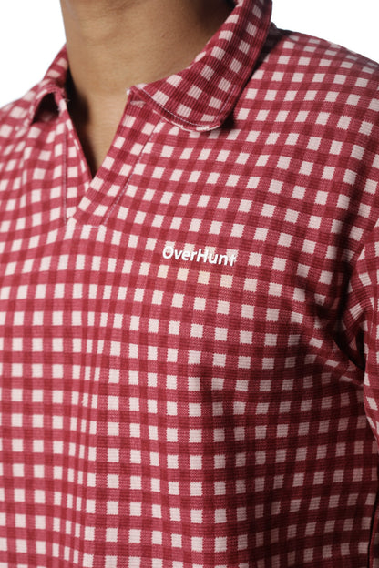 Box Red – V-neck Stripe Polo Shirt