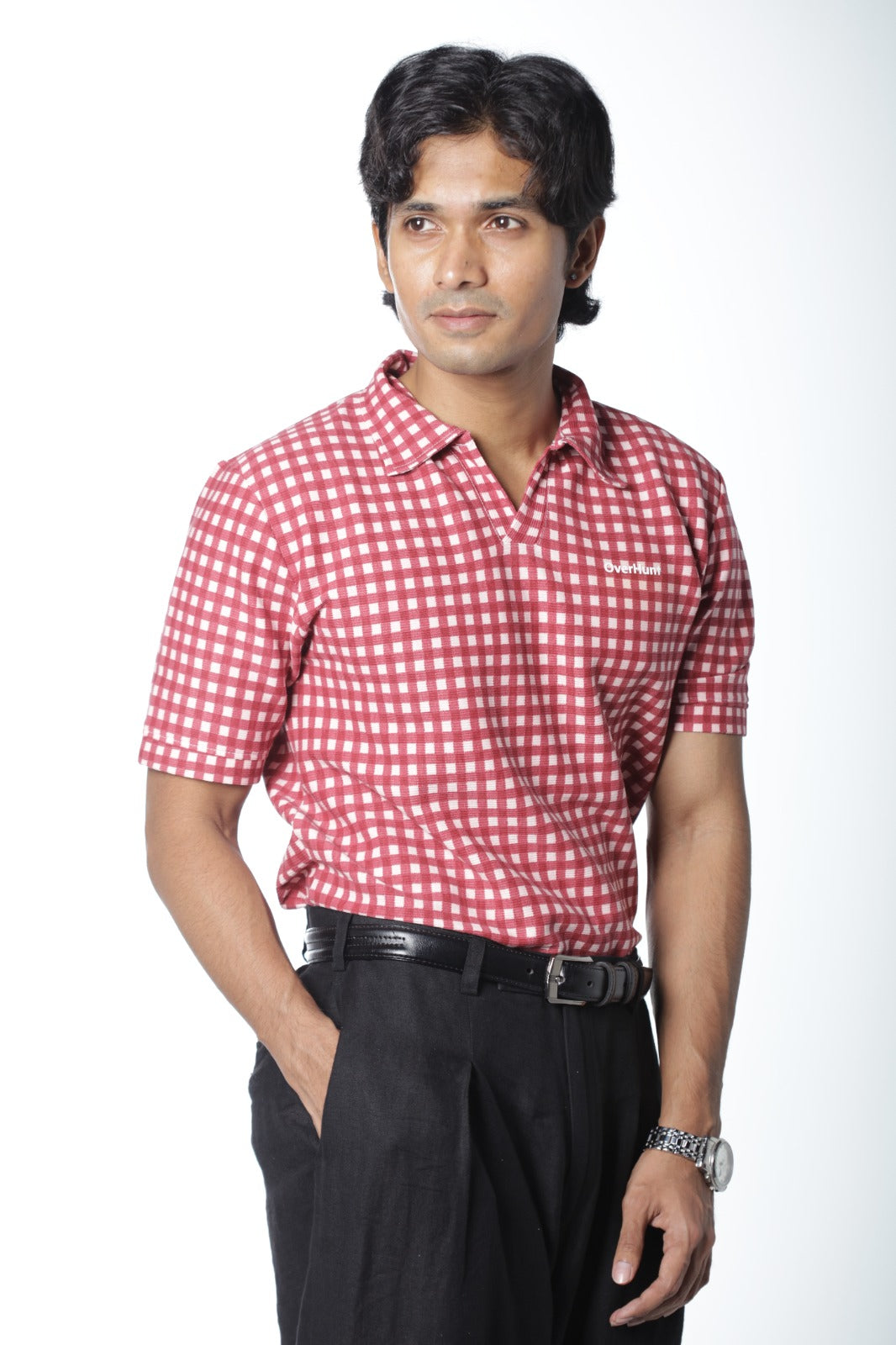 Box Red – V-neck Stripe Polo Shirt