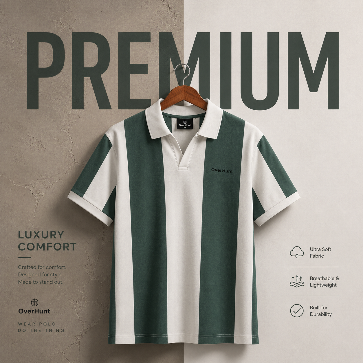 Executive Stripe Polo - Green & White