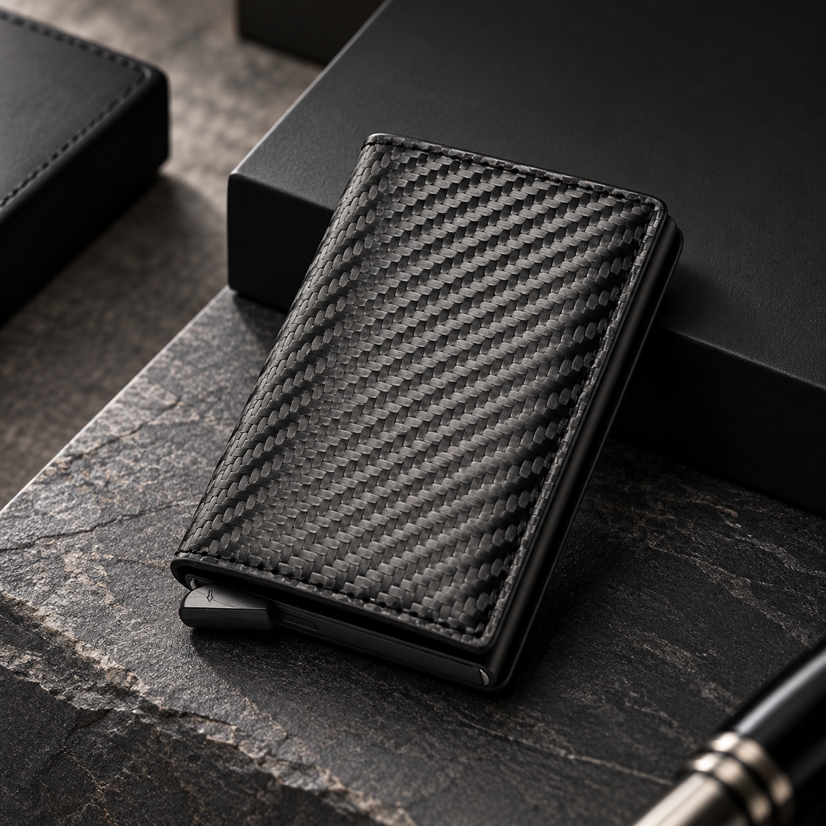 RFID Card-holder Mini Wallet - Carbon Fiber Black