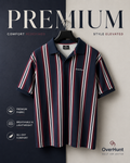 Navy & Red Stripe V-neck Polo