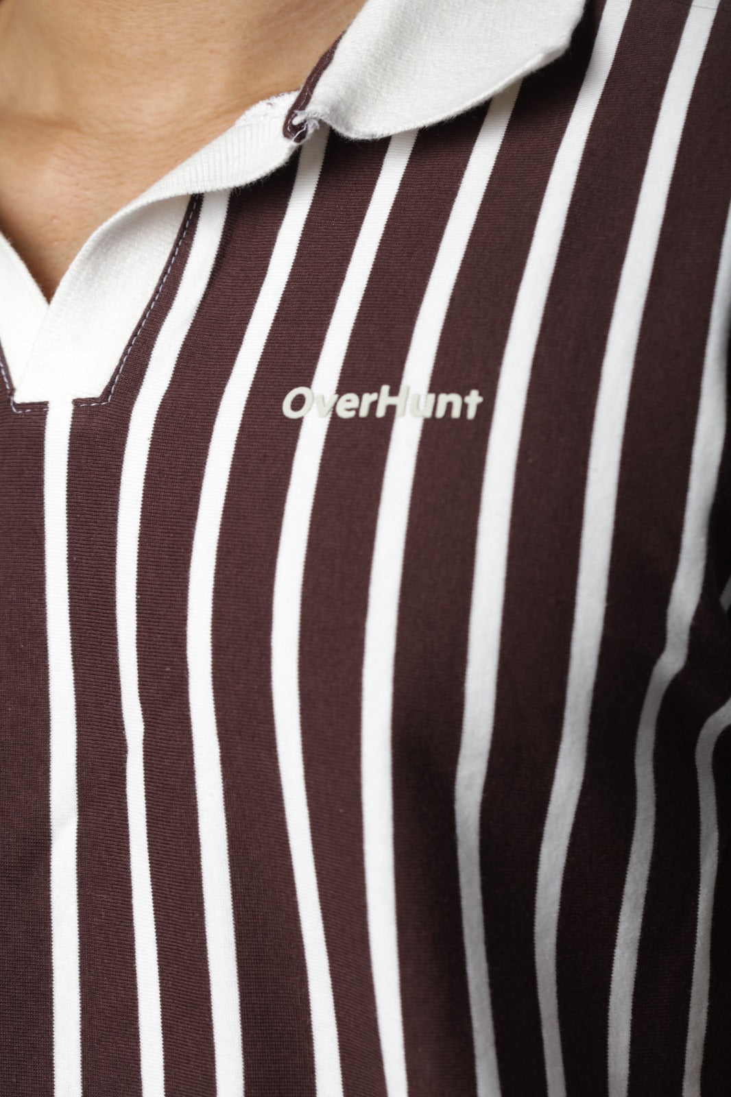 Stripe Polo - Coffee & White