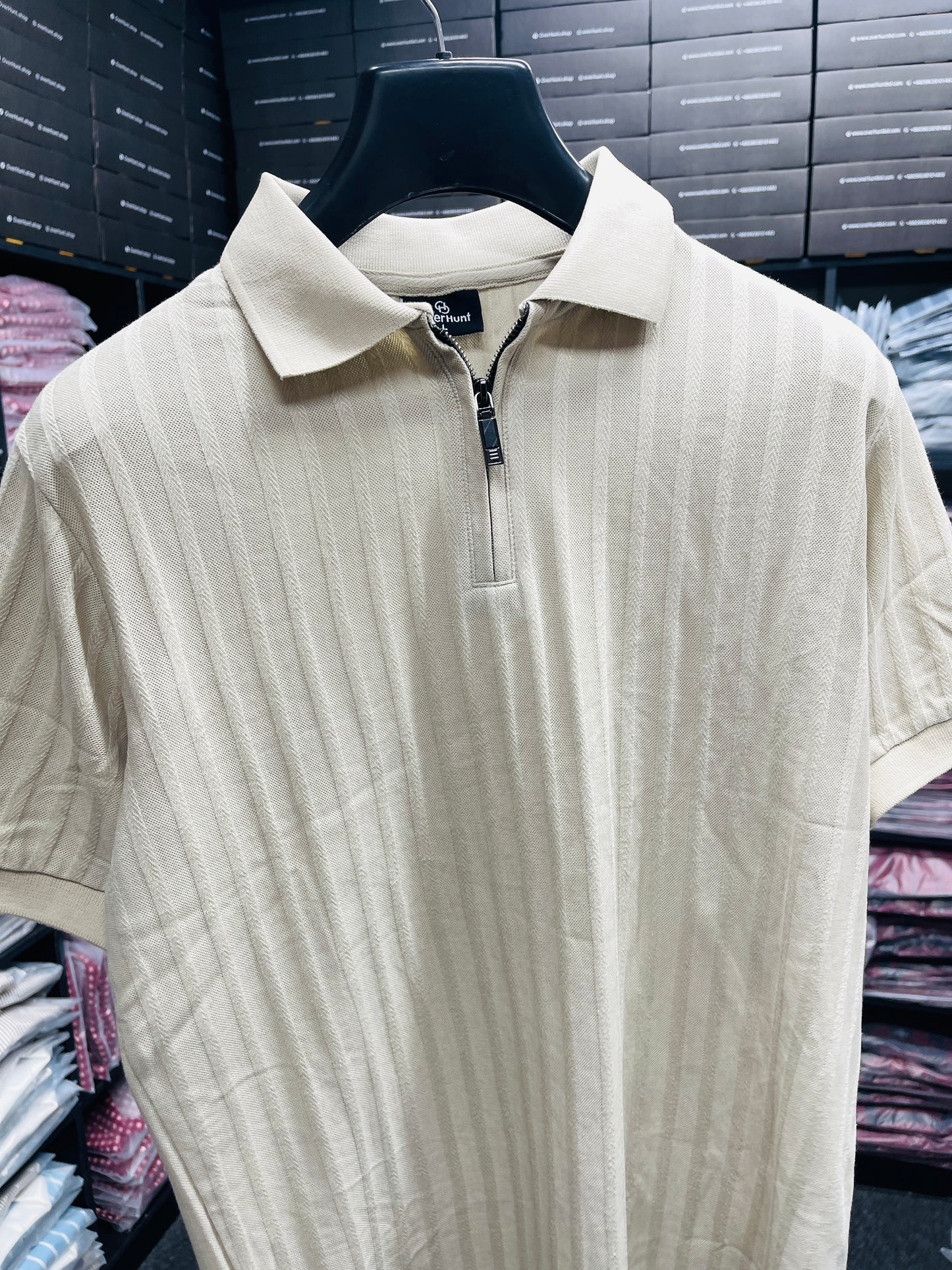 Zipper Polo - Beige