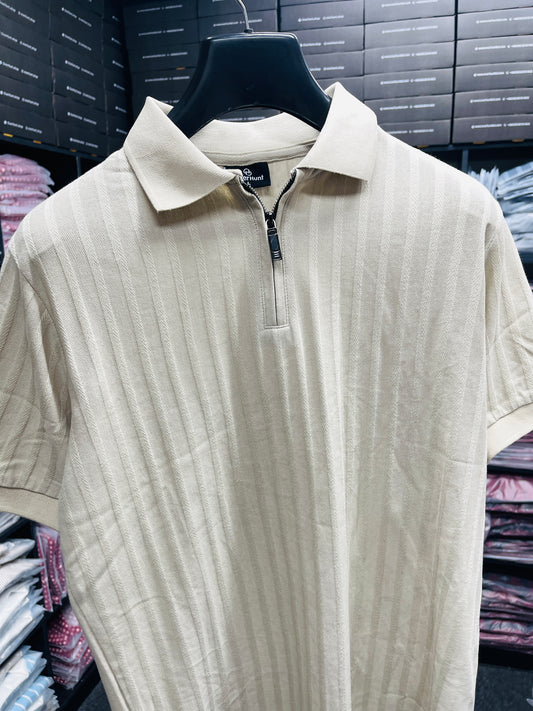 Zipper Polo - Beige