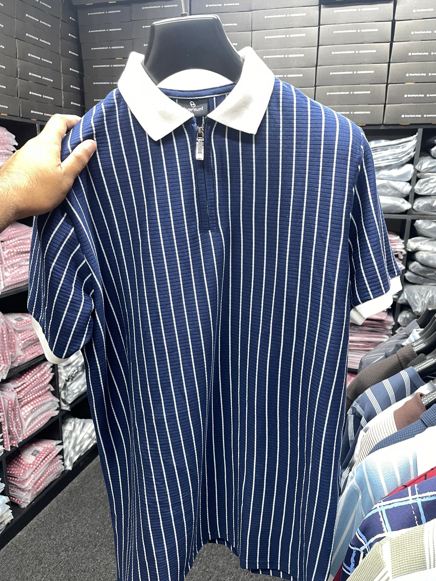 Zipper Polo - Navy Blue