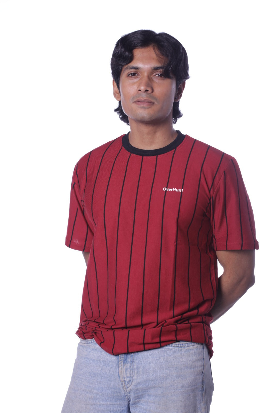 Maroon Stripe - Half Sleeve Tee