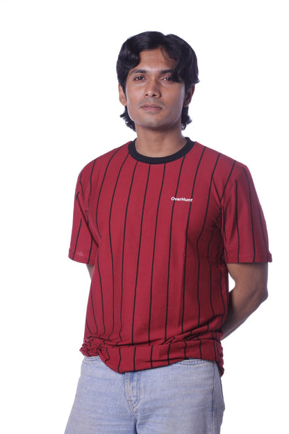Maroon Stripe - Half Sleeve Tee