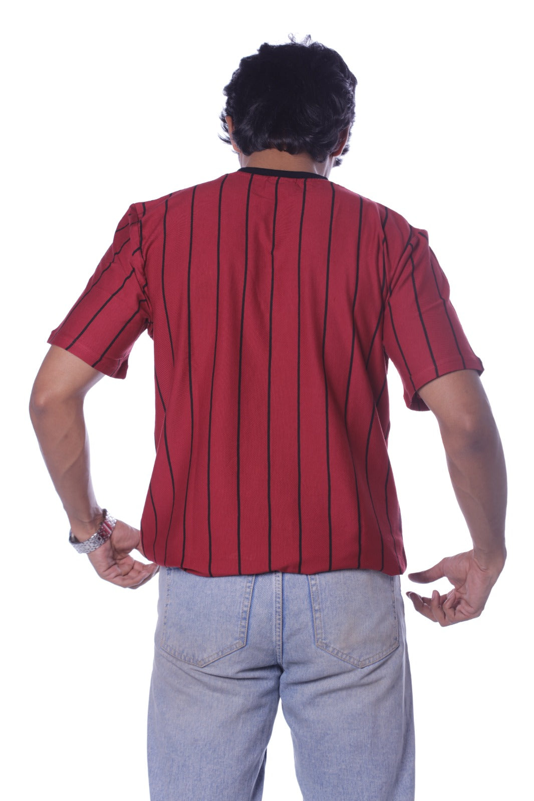 Maroon Stripe - Half Sleeve Tee