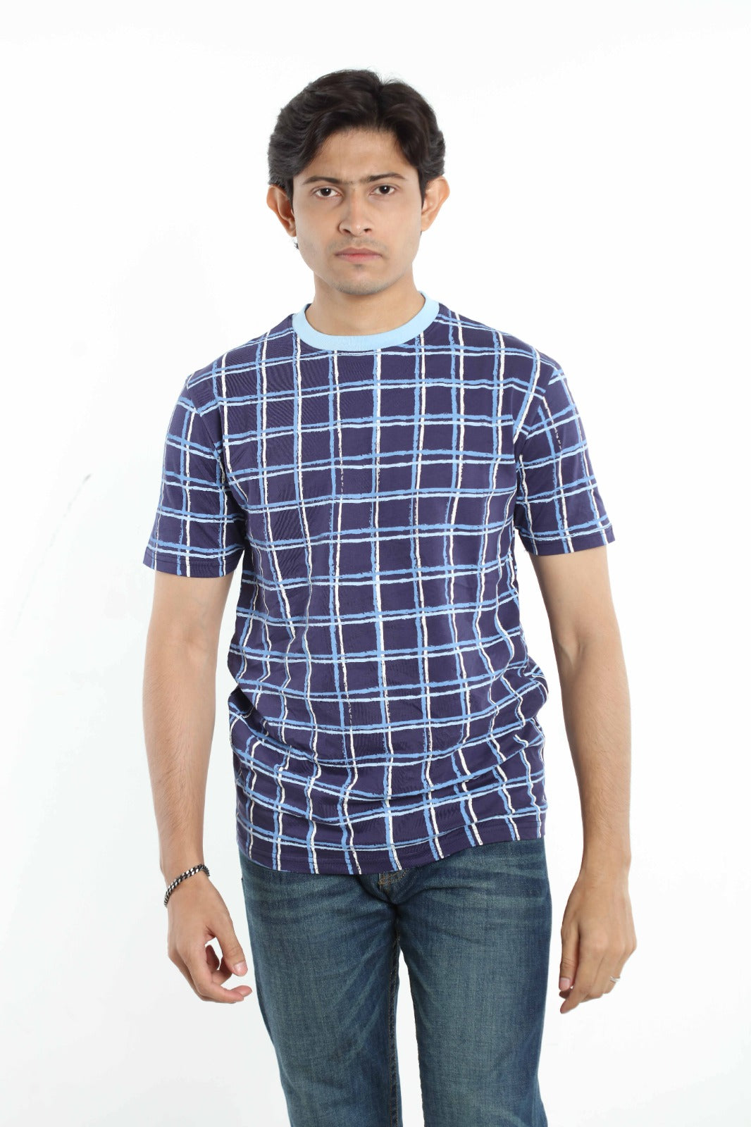 Navy Stripe - Half Sleeve Tee