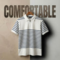 Zipper Polo - Horizontal Cream & Navy