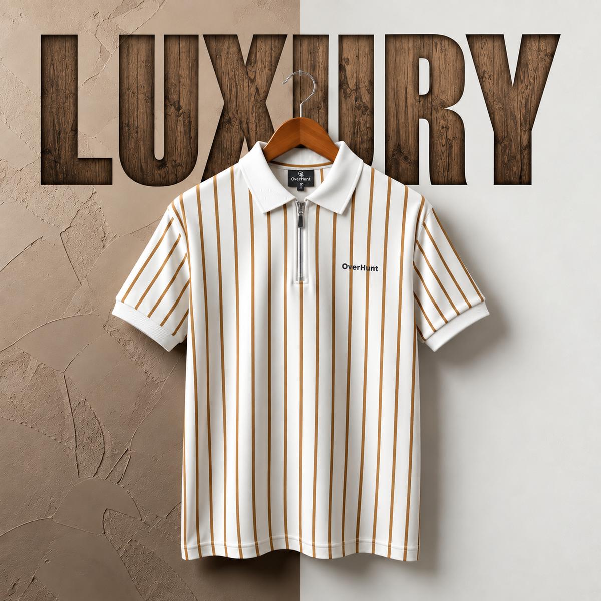 Zipper Polo - White & Mustard