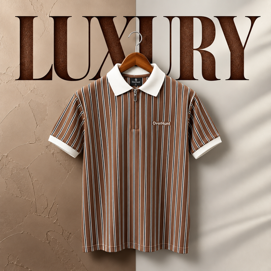 Zipper Polo - White & Chocolate