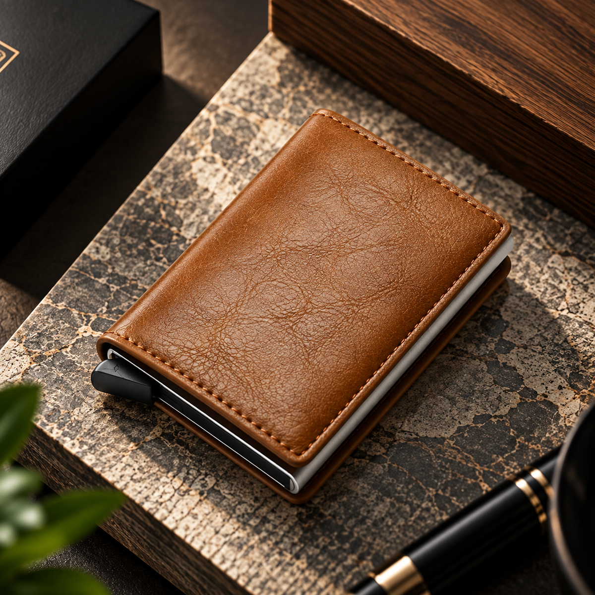 RFID Card-holder Mini Wallet - Brown