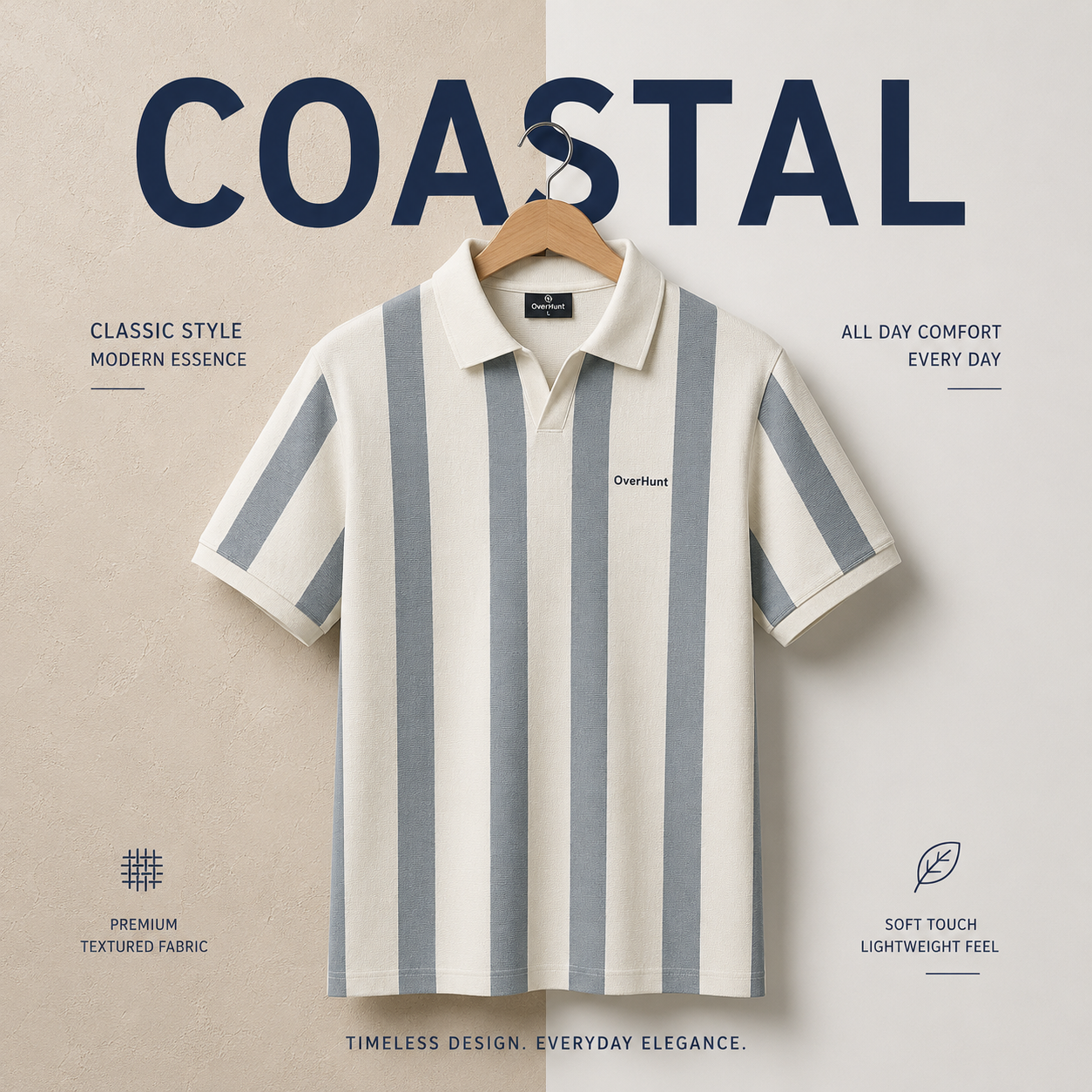 Prestige V-ncek Polo - Cream & Light Ash