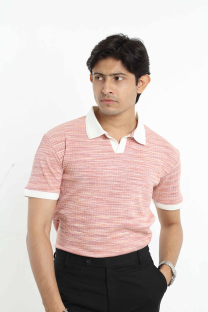 Red Pink – V-neck Polo Shirt
