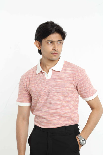 Red Pink – V-neck Polo Shirt