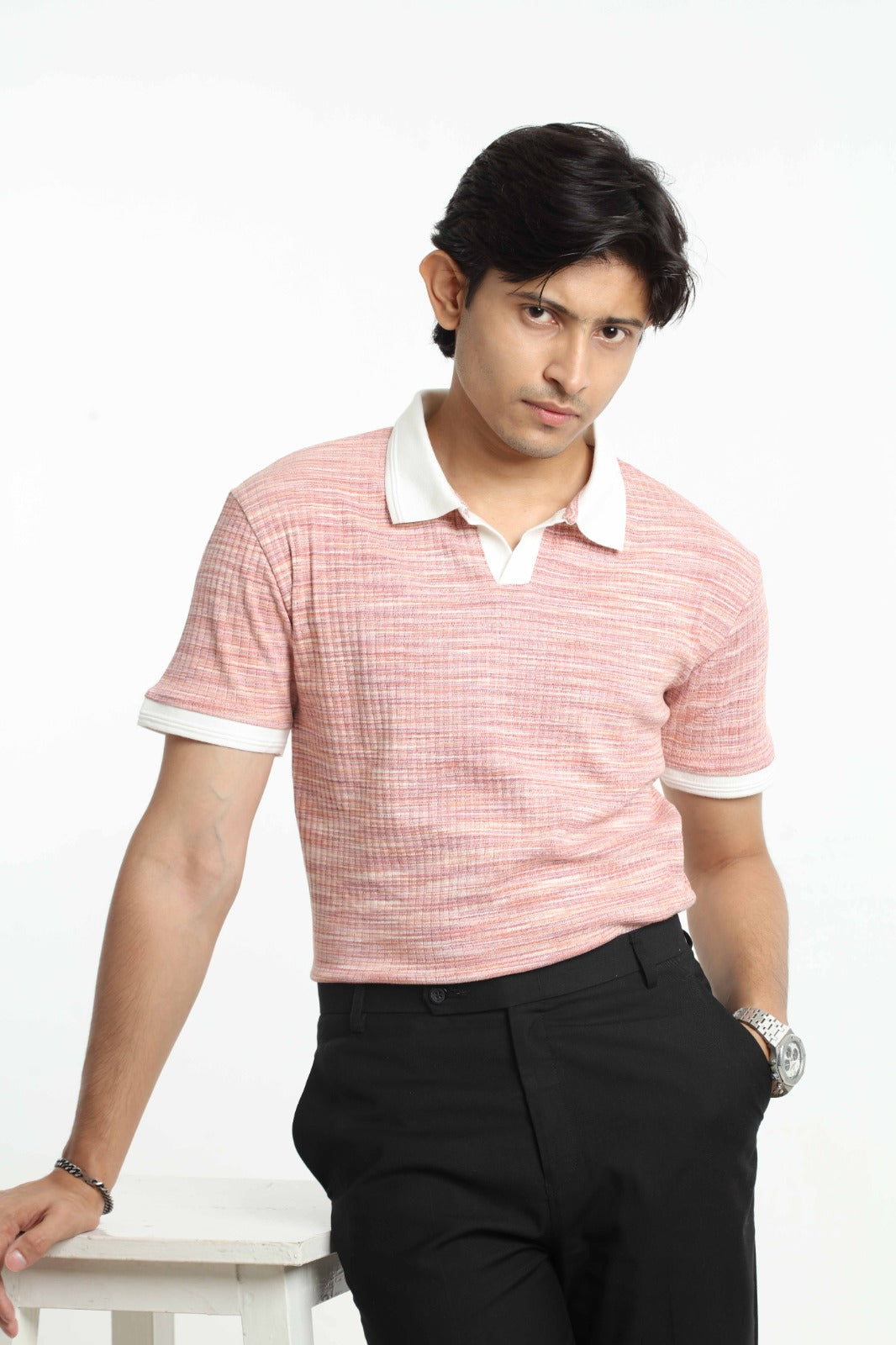 Red Pink – V-neck Polo Shirt