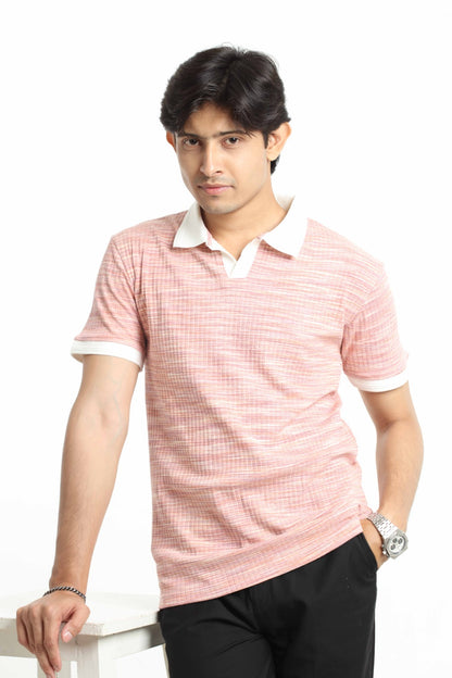 Red Pink – V-neck Polo Shirt
