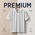 Textured Stripe Polo - White