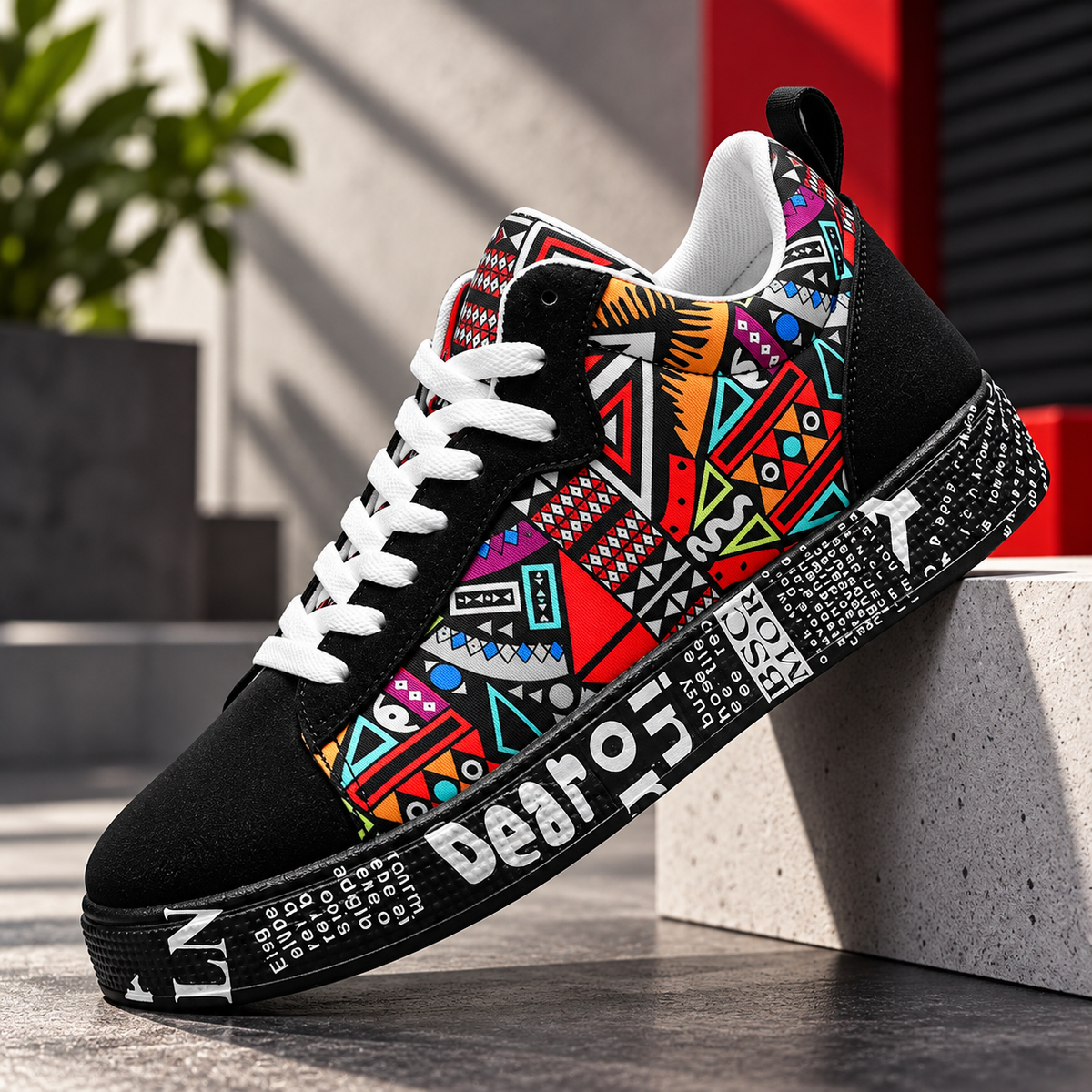 Vibrant Geometric Streetwear Sneaker