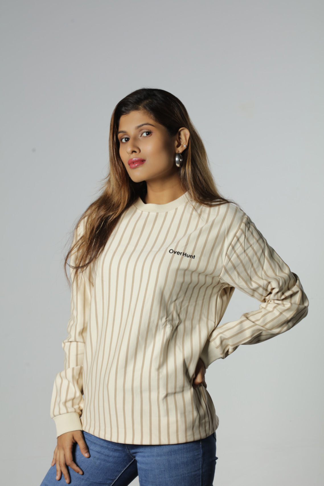 Cream & Coffee Stripe – Unisex Sweatshirt