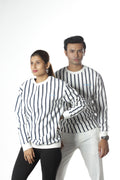 White & Navy Stripe – Unisex Sweatshirt