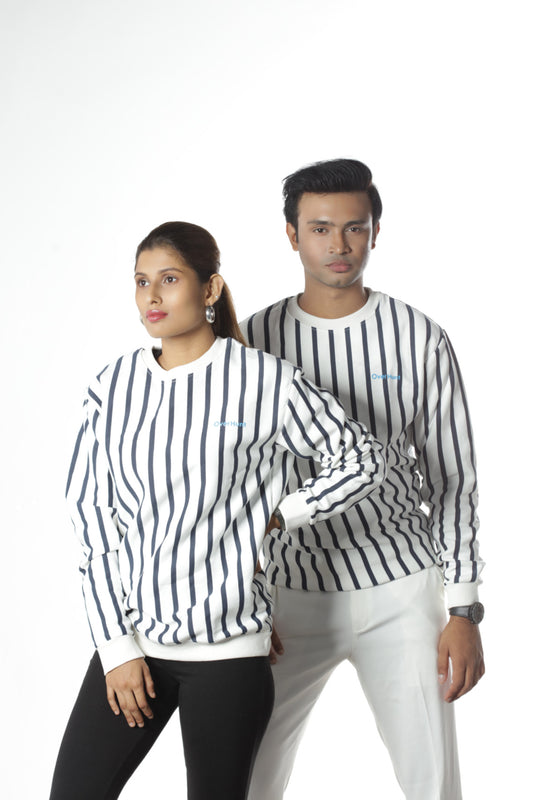 White & Navy Stripe – Unisex Sweatshirt