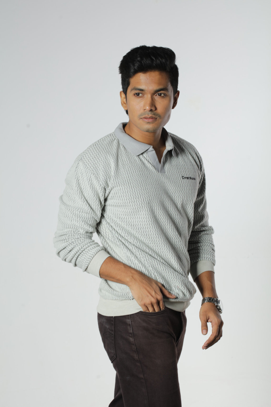 Ash – Full Sleeve Textured Polo Shirt