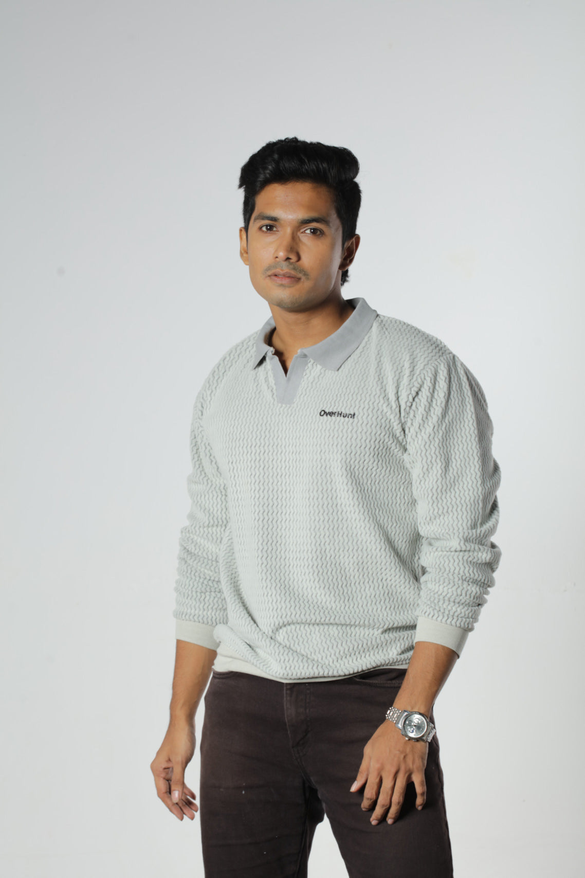 Ash – Full Sleeve Textured Polo Shirt